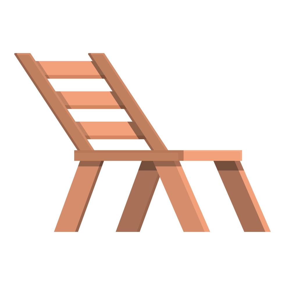 Wooden beach chair icon cartoon vector. Wood chaise lounge vector