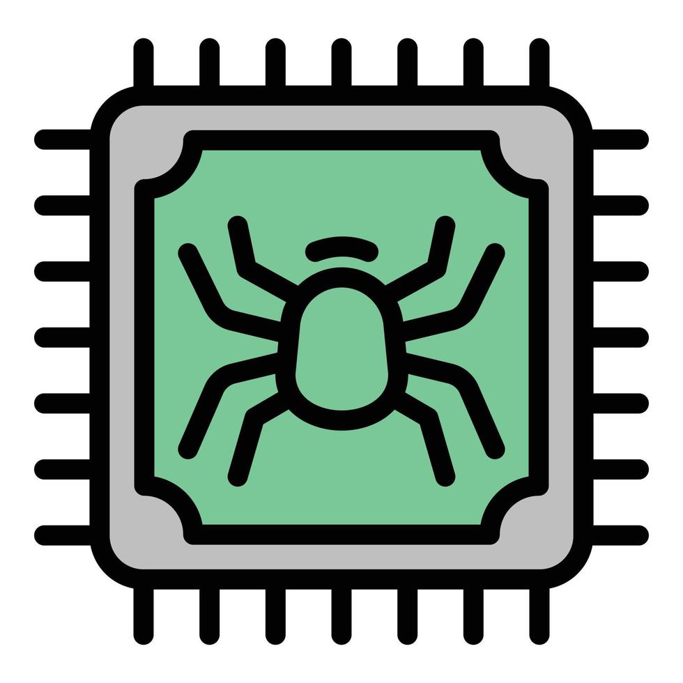 Processor bug icon outline vector. Virus fraud vector