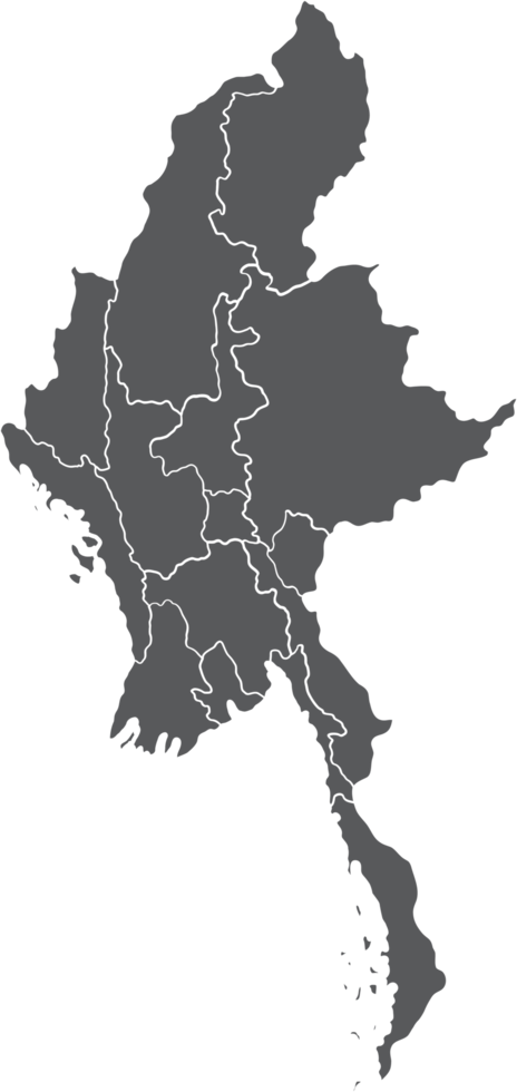 doodle dessin à main levée de la carte du myanmar. png