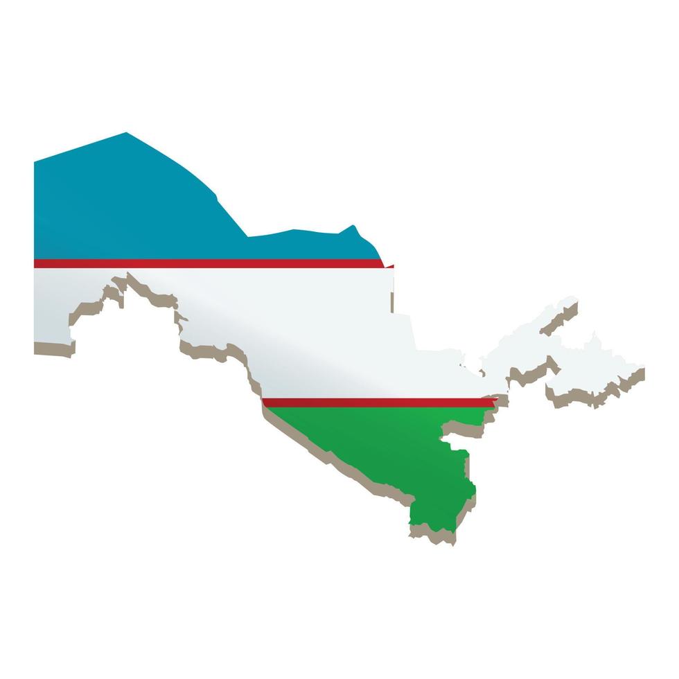 Uzbekistán icono de punto de referencia vector de dibujos animados. mapa de la bandera