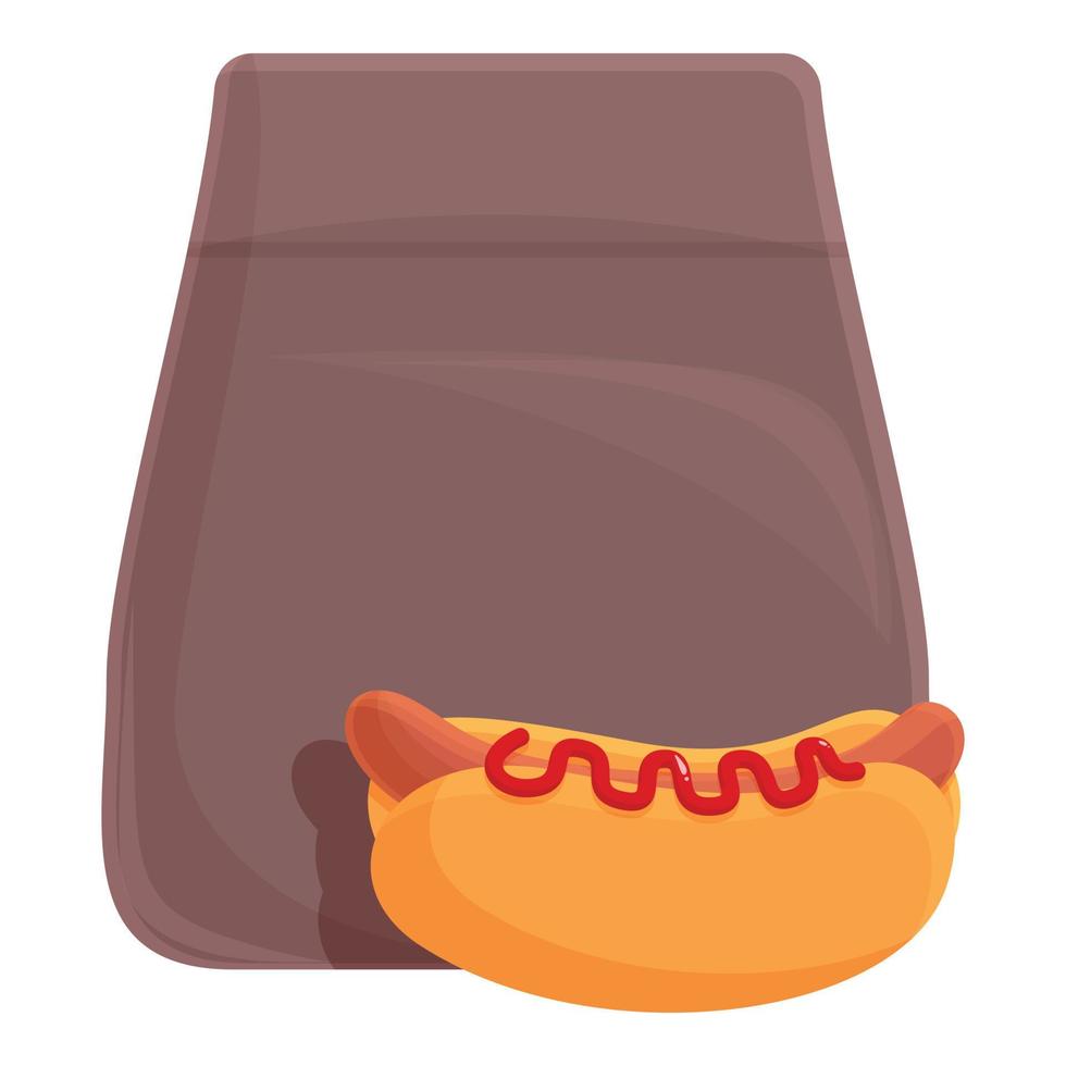 vector de dibujos animados de icono de bolsa de papel de perro caliente. merienda