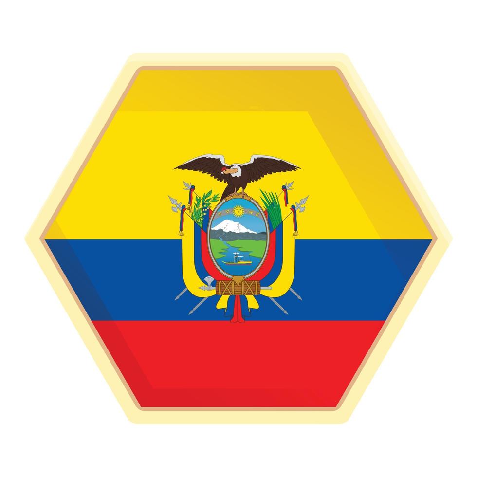 Emblem flag icon cartoon vector. Ecuador travel vector