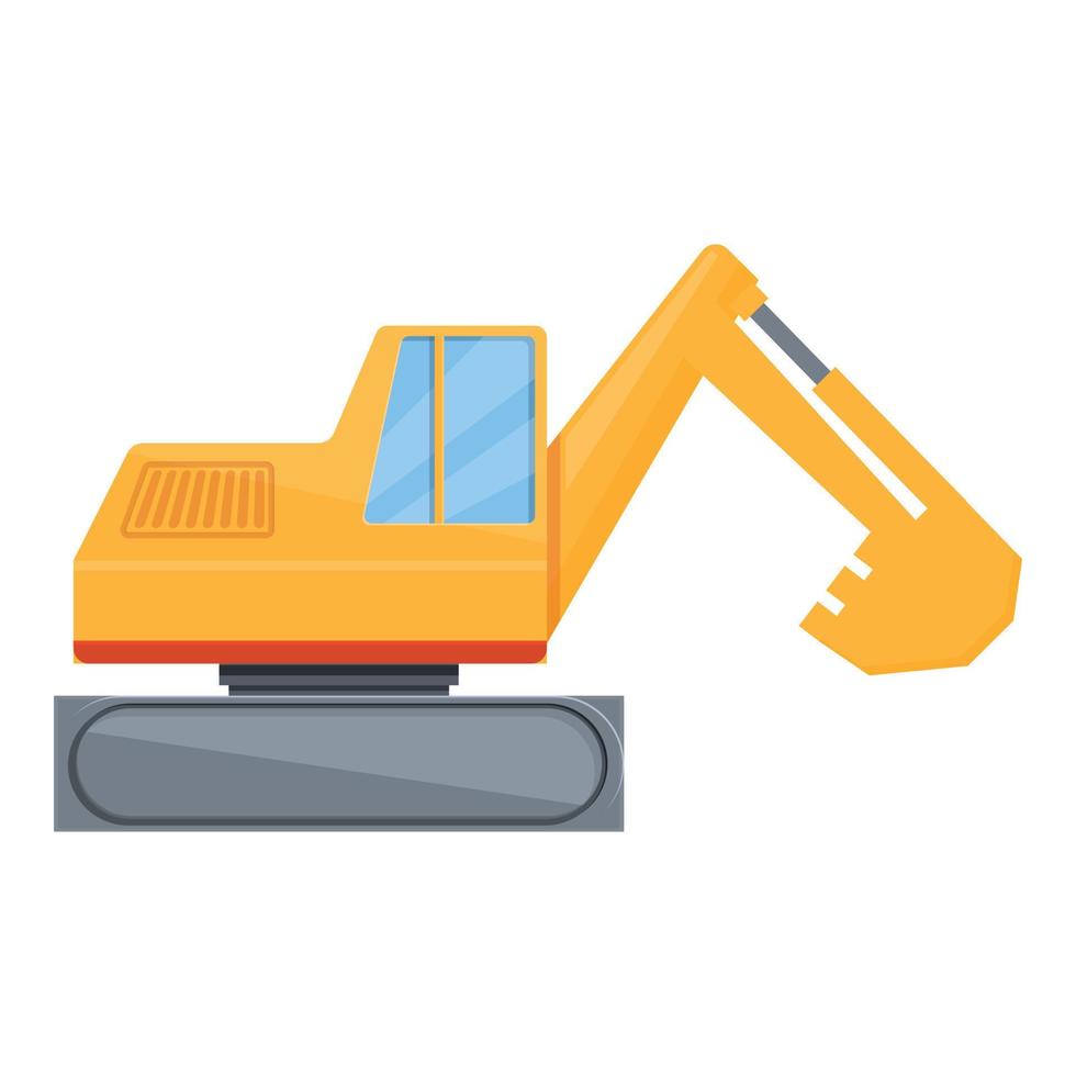 Construction road excavator icon, cartoon style vector