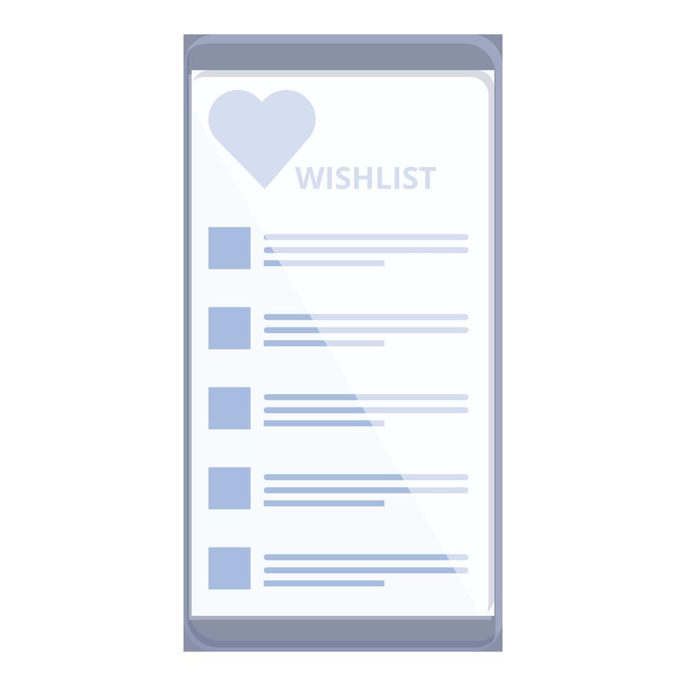 Phone wishlist icon cartoon vector. List store vector