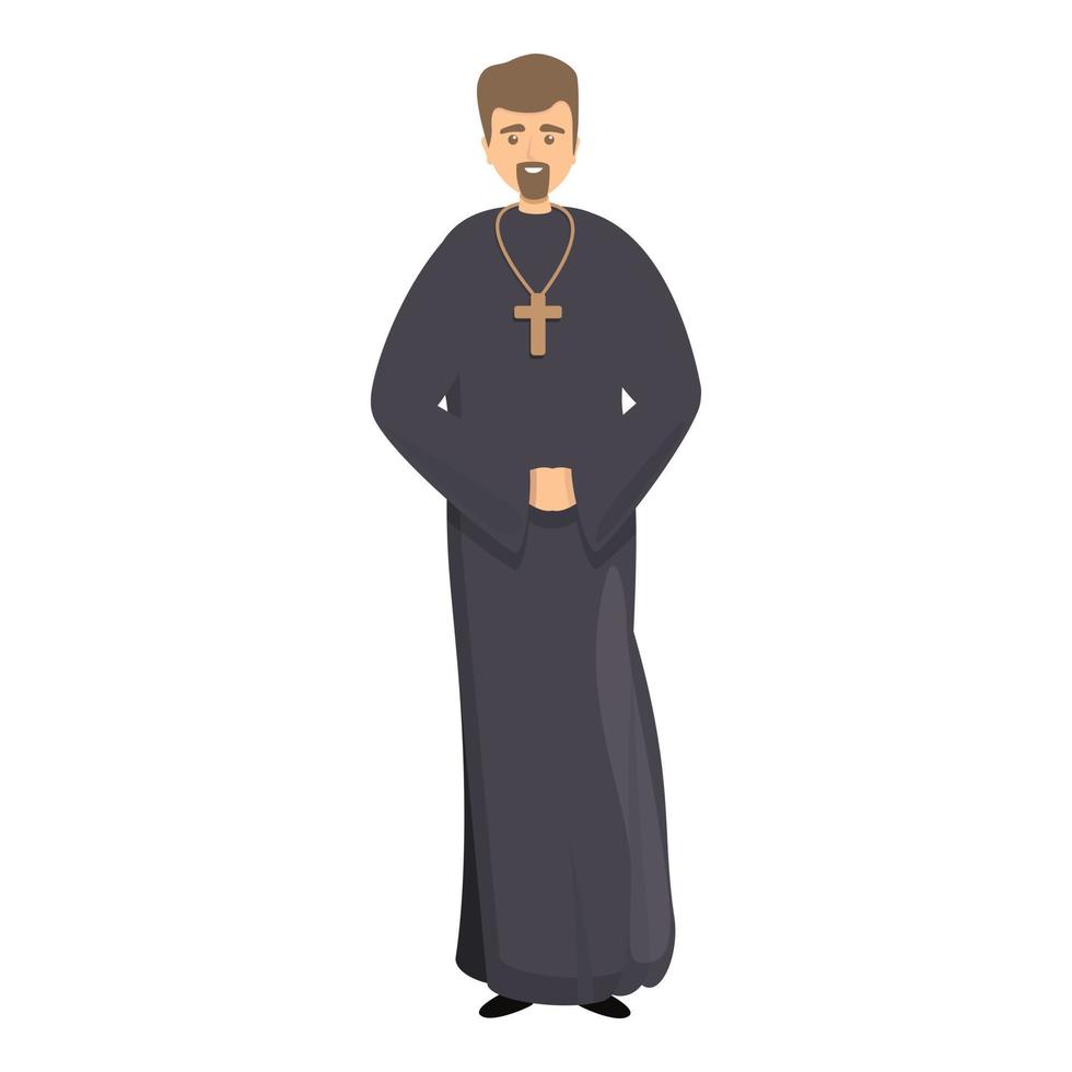 Christianity priest icon, cartoon style vector
