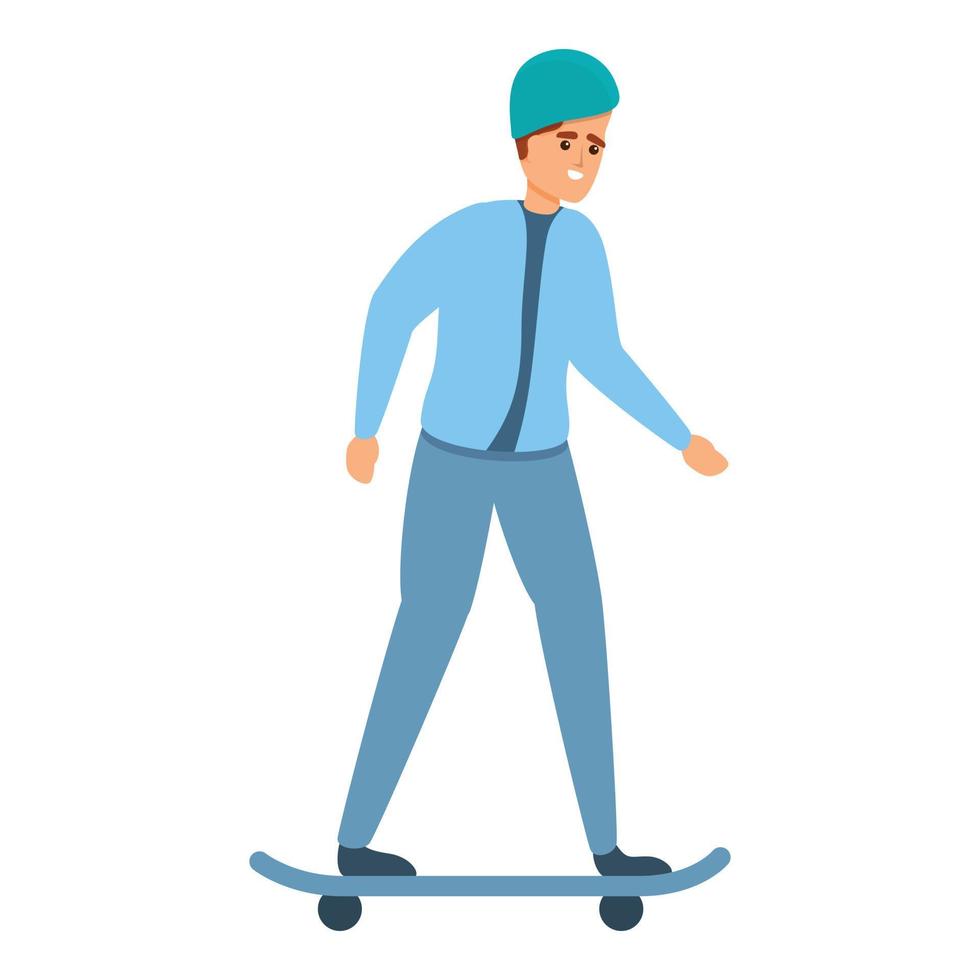 Student skateboarding icon, cartoon style vector