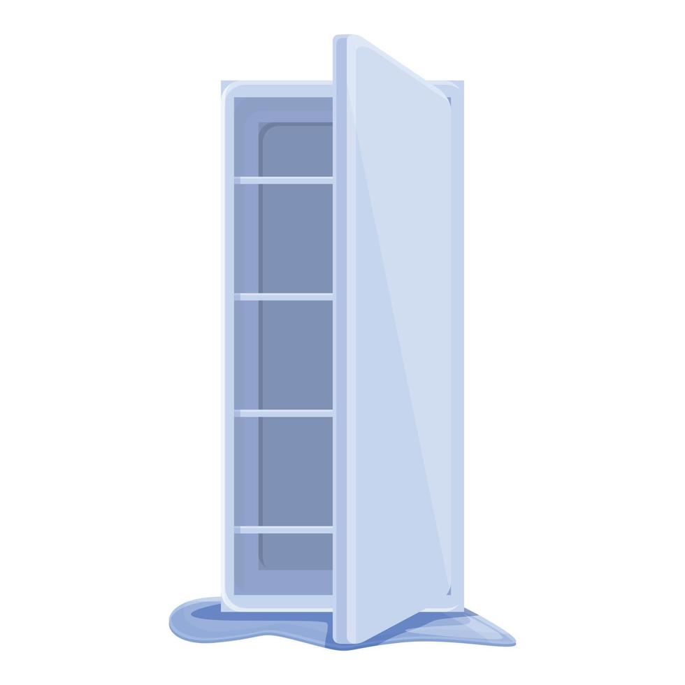 icono de reparación de refrigerador abierto, estilo de dibujos animados vector