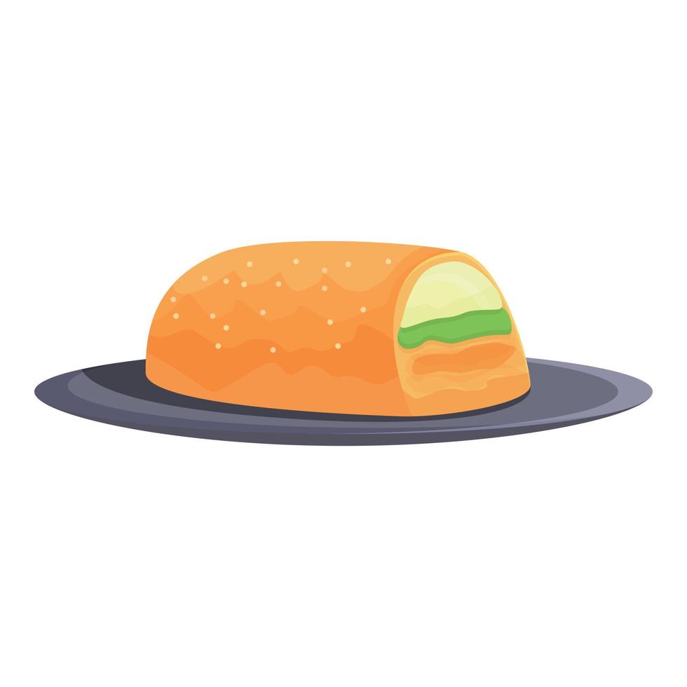 Dish roll icon cartoon vector. Food cuisine vector