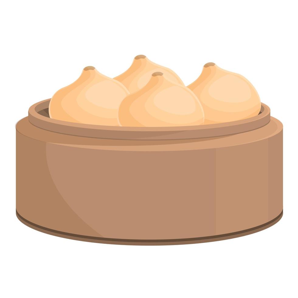 Baozi basket icon cartoon vector. Bun bao vector