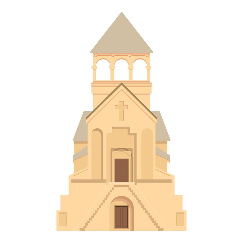 Armenia white church icon cartoon vector. Sevan travel vector
