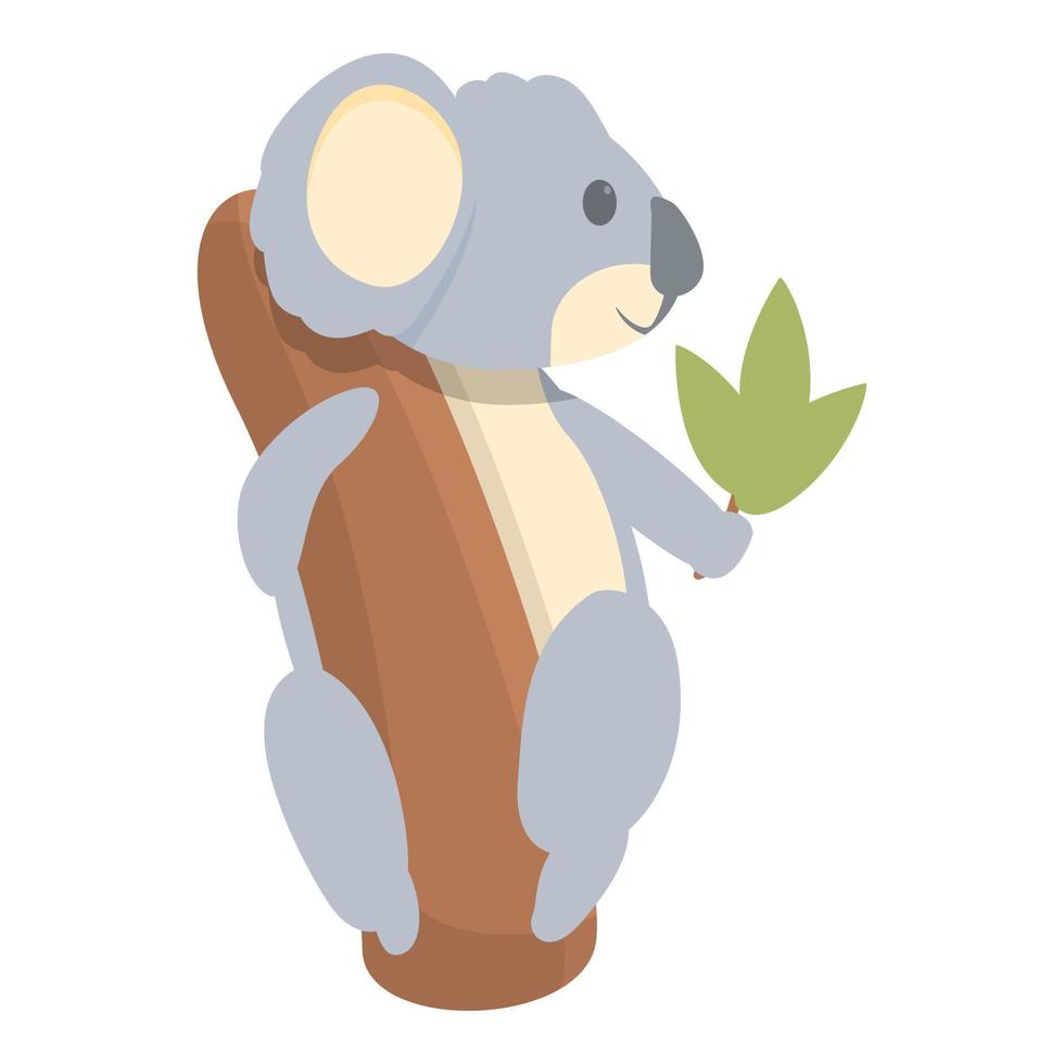 Koala take leaf icon cartoon vector. Cute bear vector