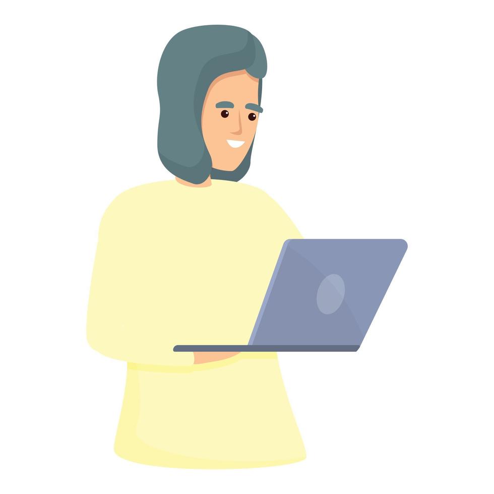 Freelancer colleague icon, cartoon style vector