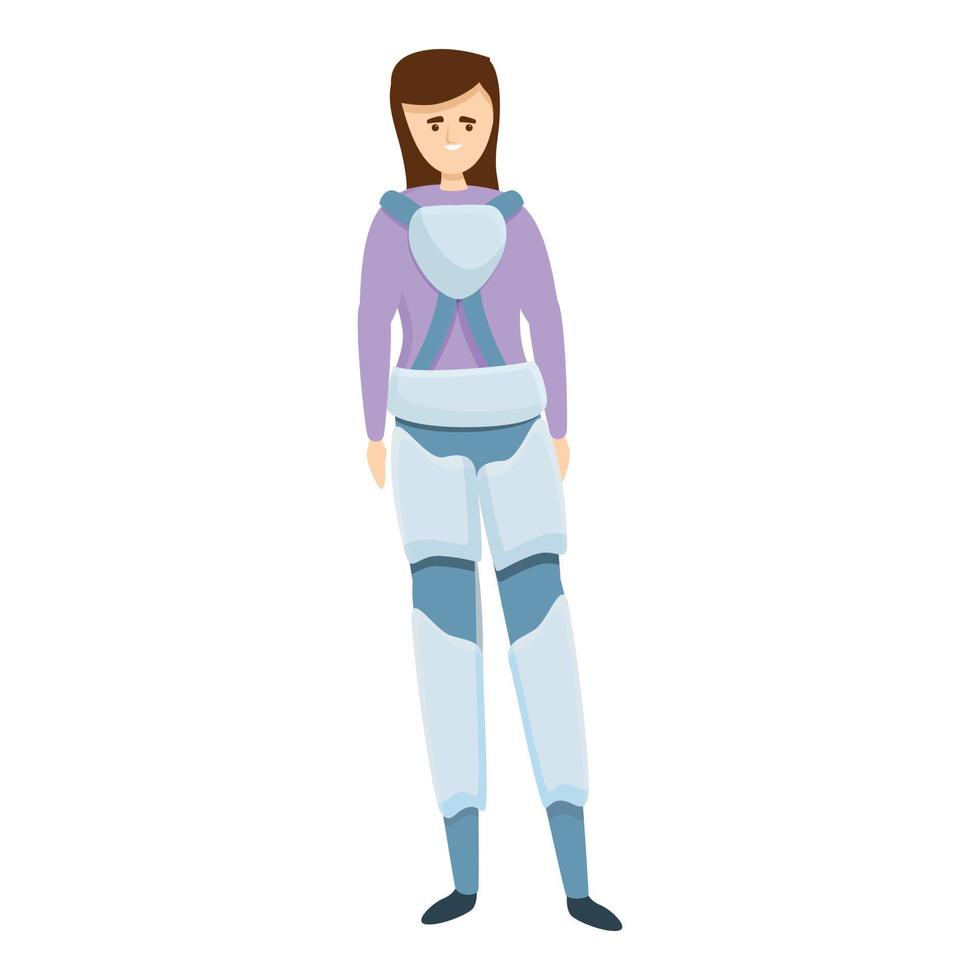 Robotic exoskeleton icon, cartoon style vector