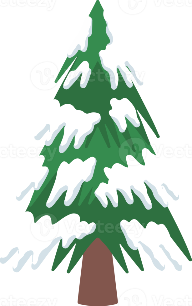 navidad acuarela nevado invierno pino png