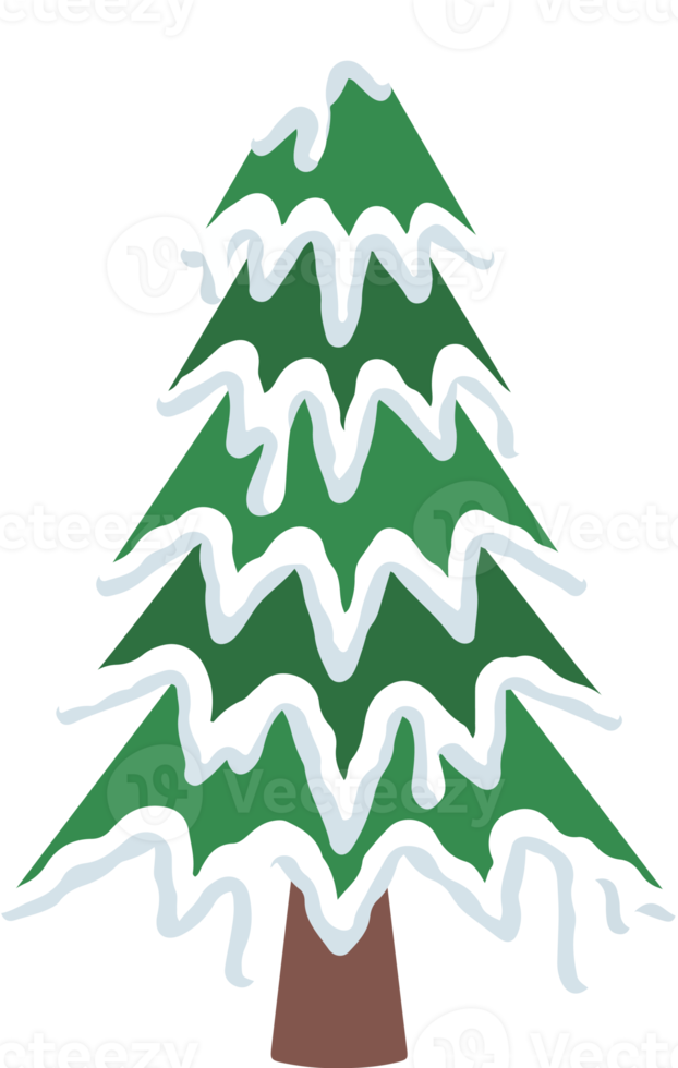 Watercolor Snow Christmas Fir tree png