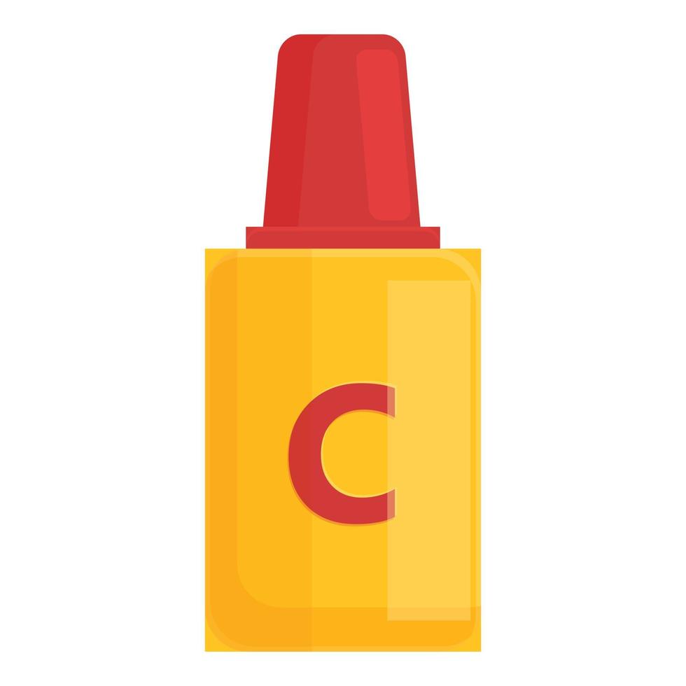 Vitamin c bottle icon, cartoon style vector