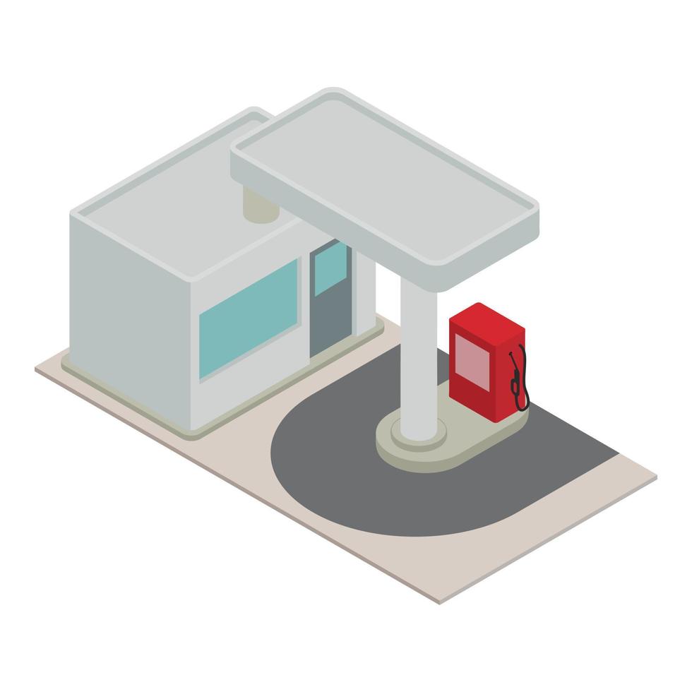 Gas station icon, isometric style vector