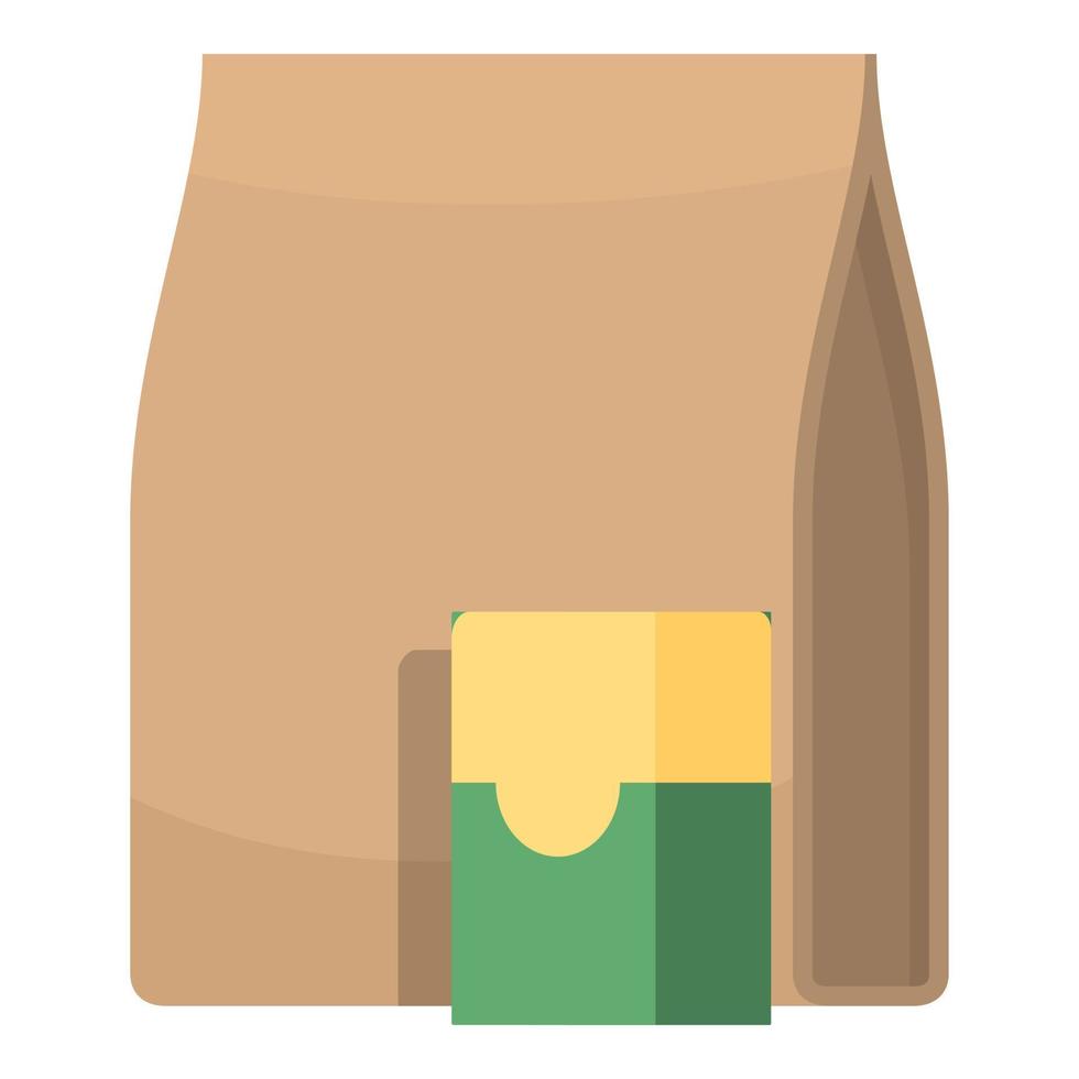 vector de dibujos animados de icono de bolsa de comida de papel. caja de almuerzo