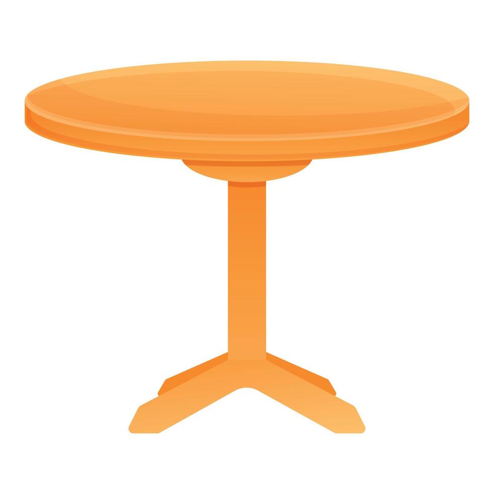 Round wood table icon, cartoon style vector