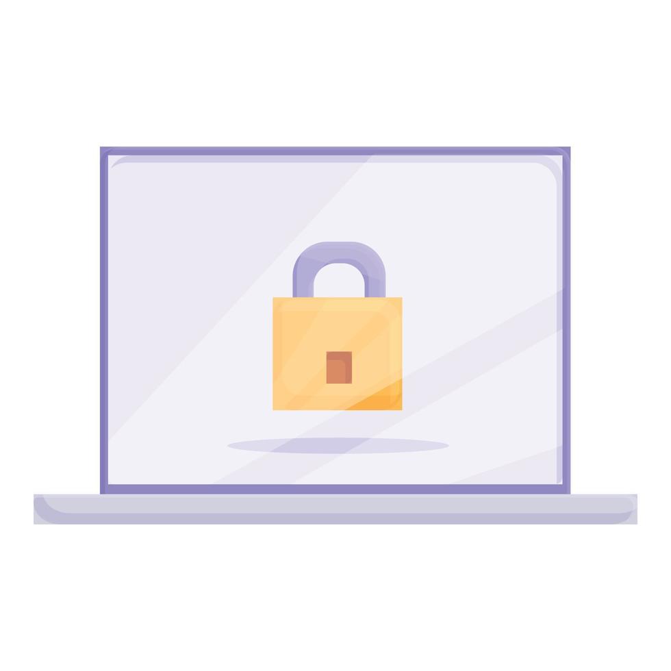 Laptop privacy icon cartoon vector. Data secure vector