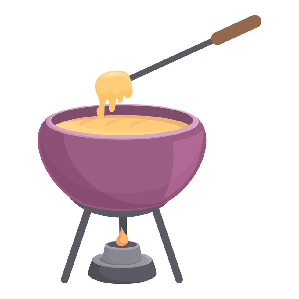 Winter fondue icon cartoon vector. Cooking sauce vector