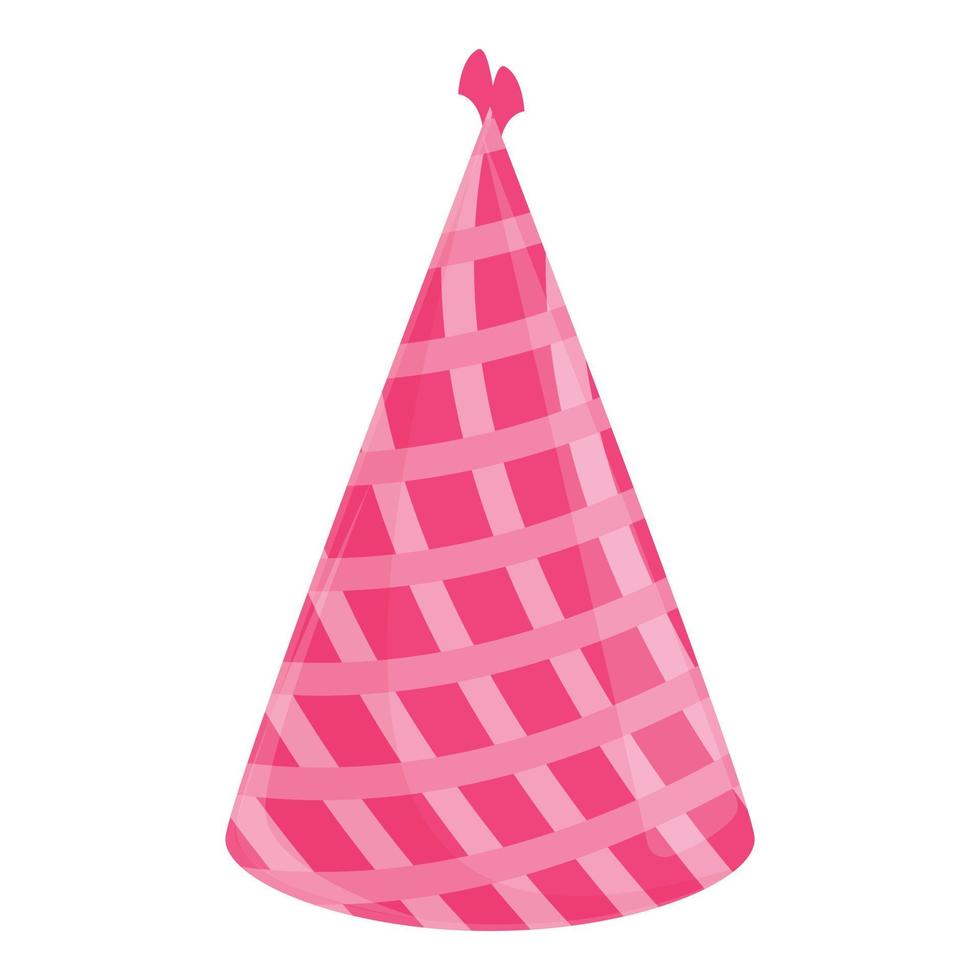 Party hat pink icon, cartoon style vector