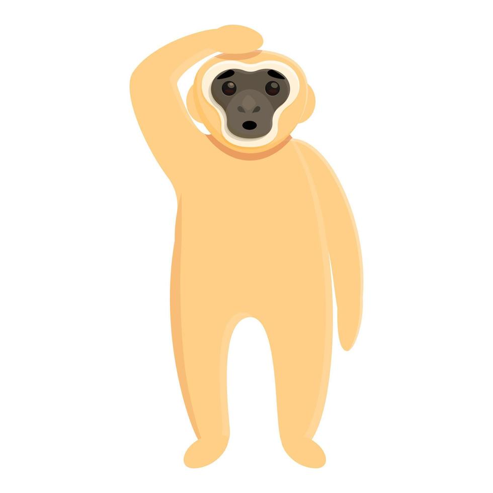 Gibbon thinking icon, cartoon style vector