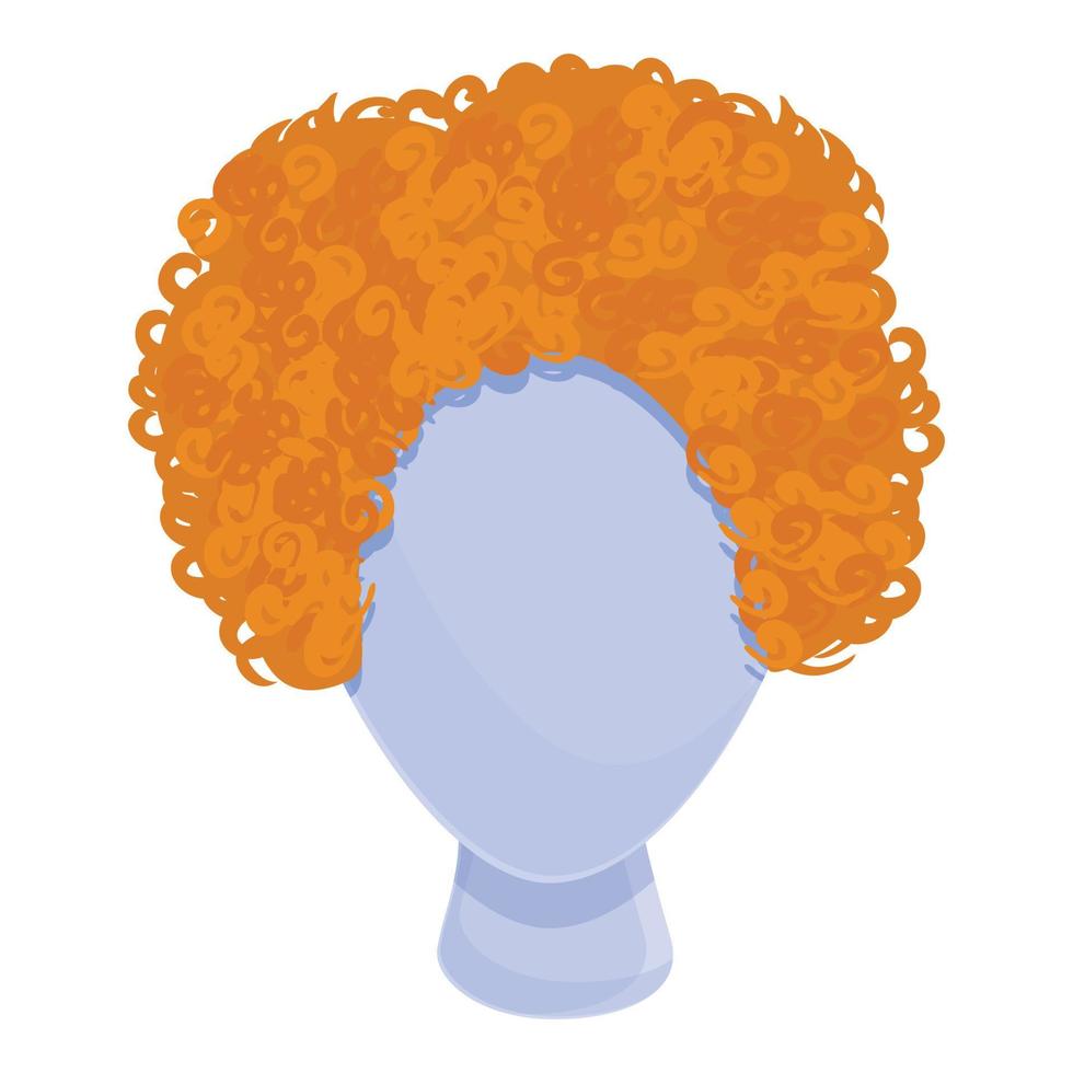 Curly wig icon, cartoon style vector