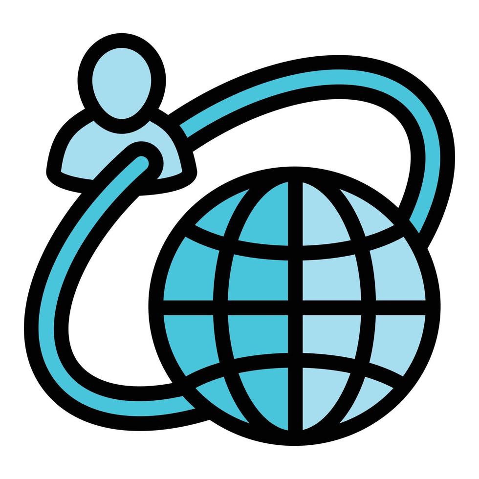Global business icon outline vector. Social economy vector