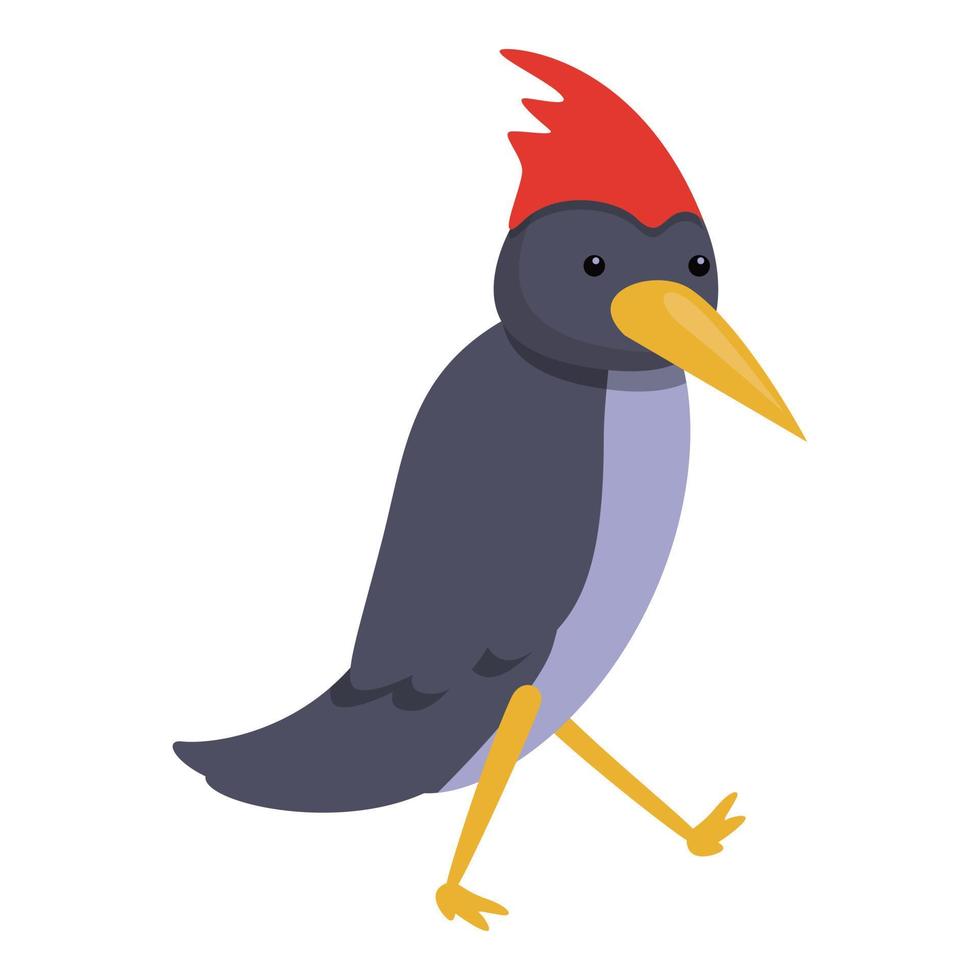 icono de pájaro carpintero caminando, estilo de dibujos animados vector