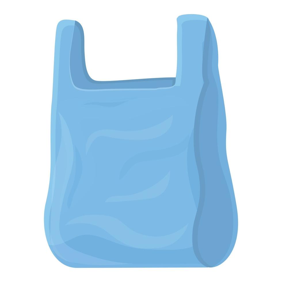 icono de bolsa de plástico biodegradable, estilo de dibujos animados vector