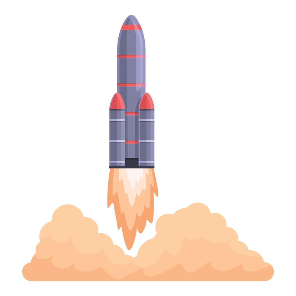 Spacecraft launch project icon, cartoon style vector