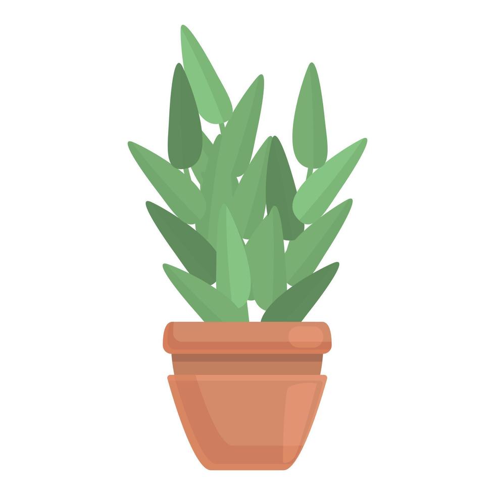 Garden plant pot icon, cartoon style vector