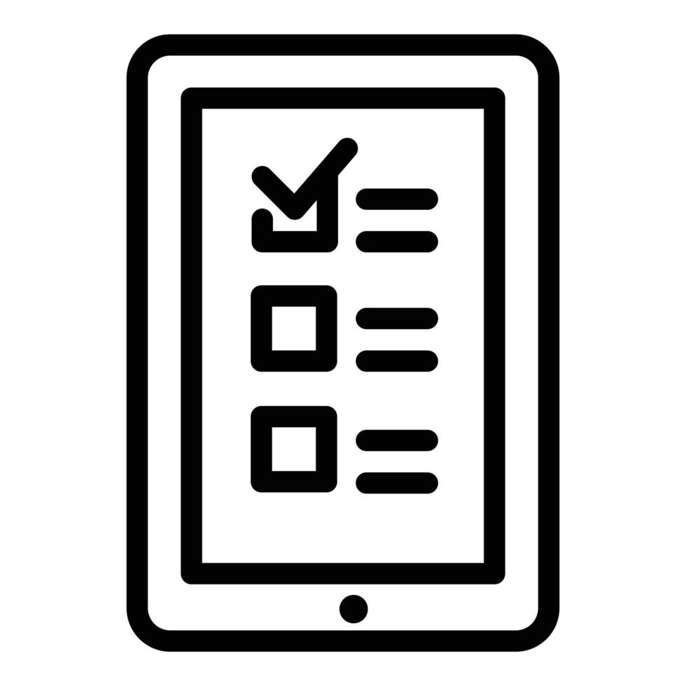 Tablet online vote icon, outline style vector