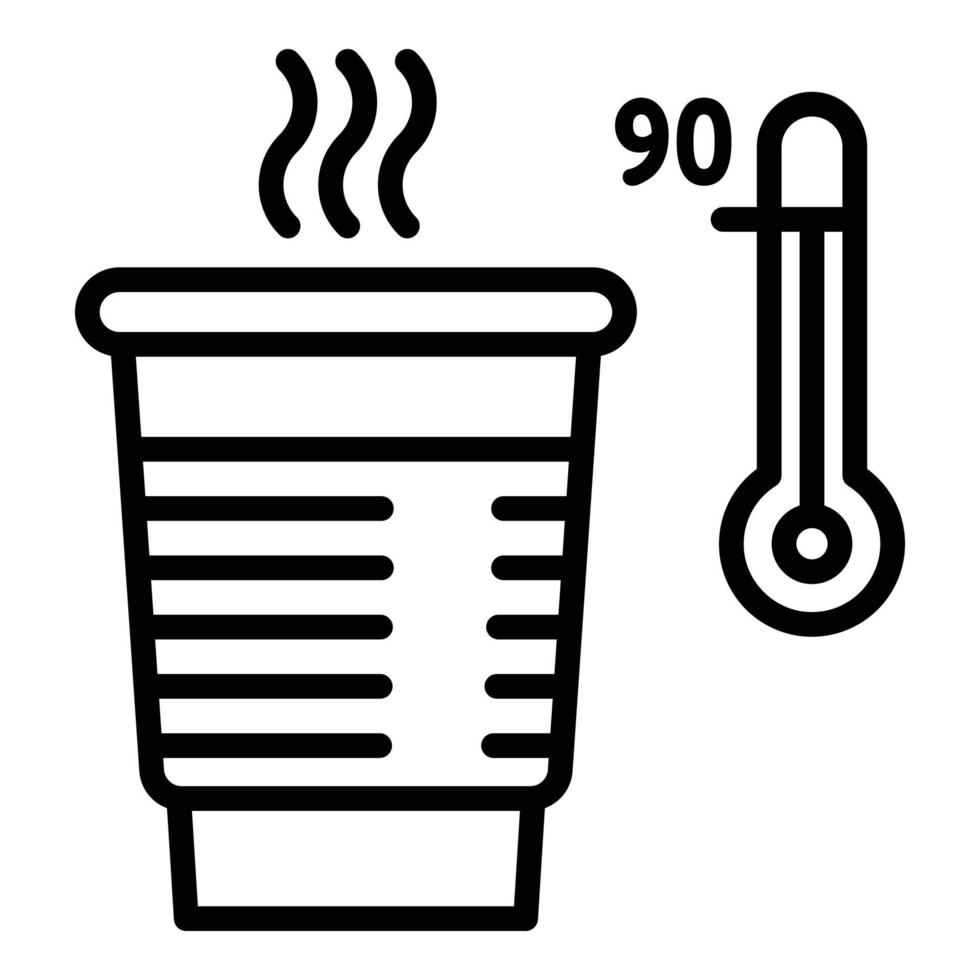 icono de vidrio de plástico de agua caliente, estilo de esquema vector