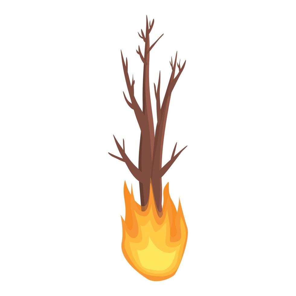 Warm tree burning icon, cartoon style vector