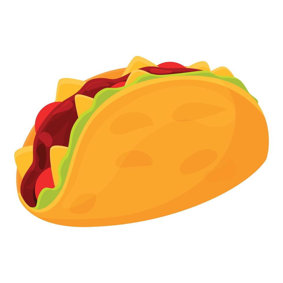 Hot taco icon, cartoon style vector