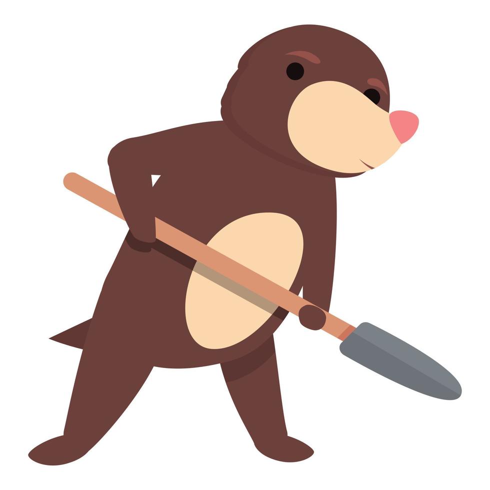 Mole shovel work icon cartoon vector. Cute animal vector