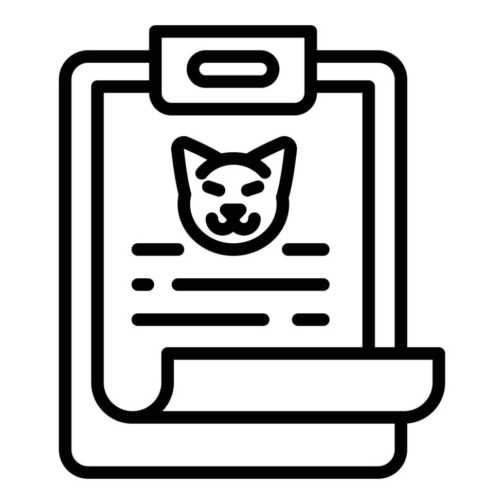 Pet clipboard icon, outline style vector