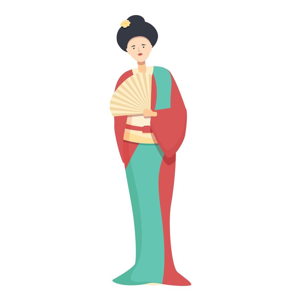 Beautiful geisha icon cartoon vector. Japan female vector