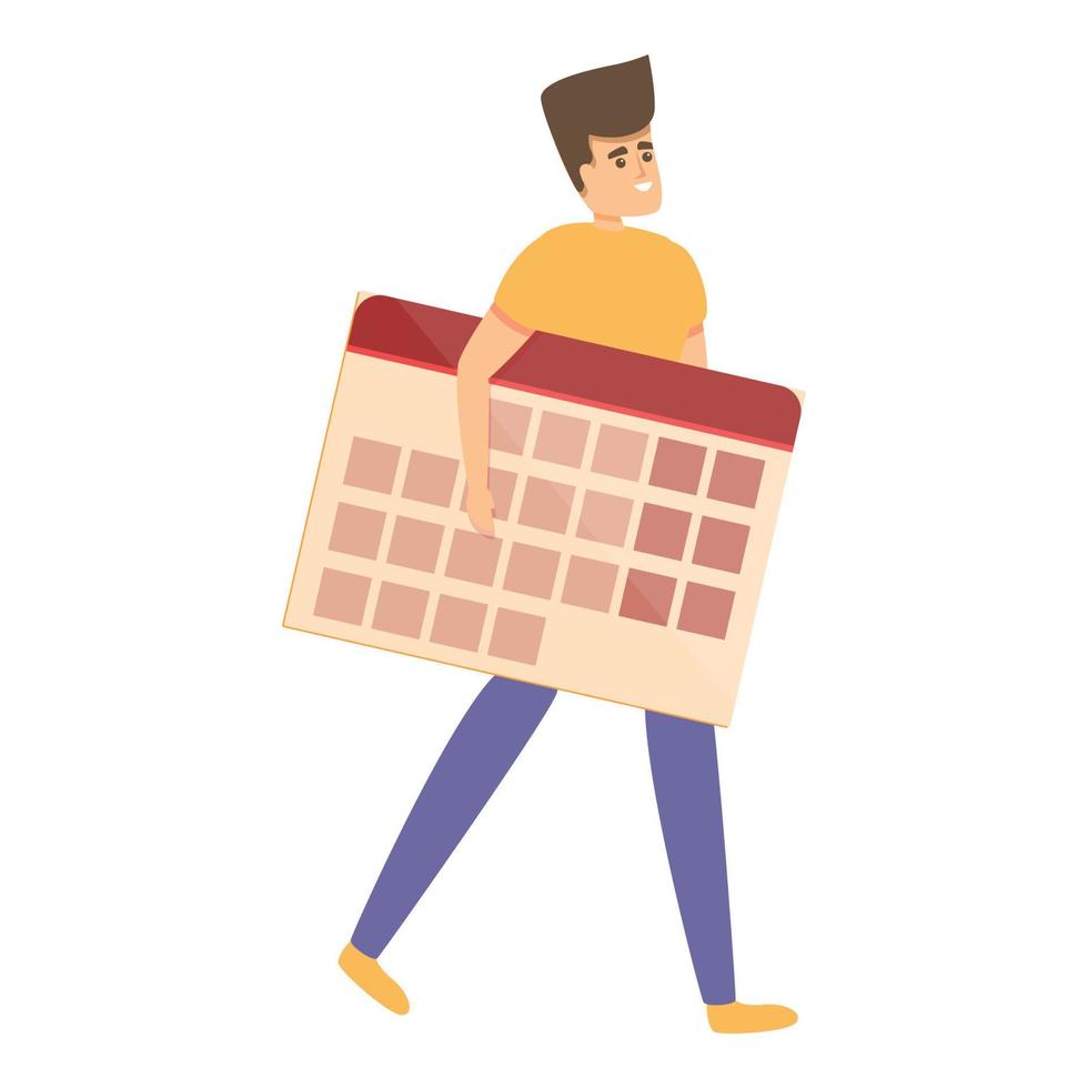 Calendar time management icon, cartoon style vector