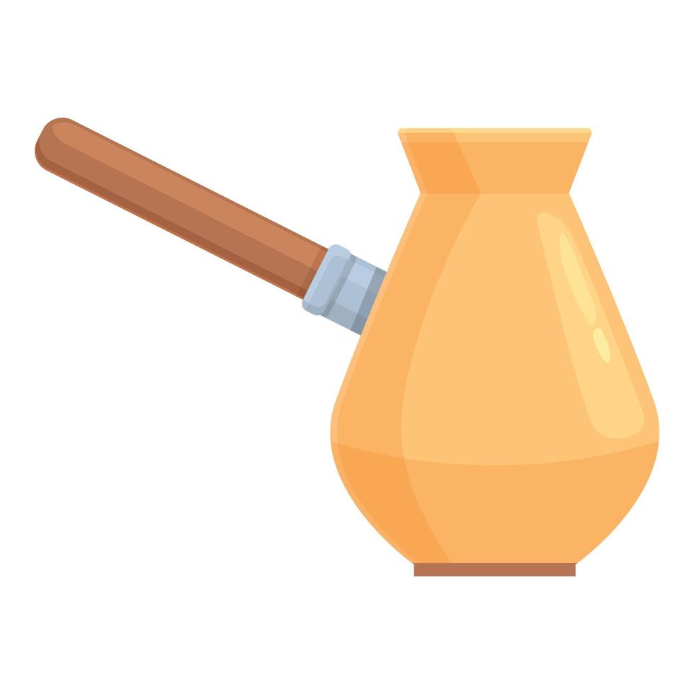 Coffee bean pot icon cartoon vector. Turkish cezve vector