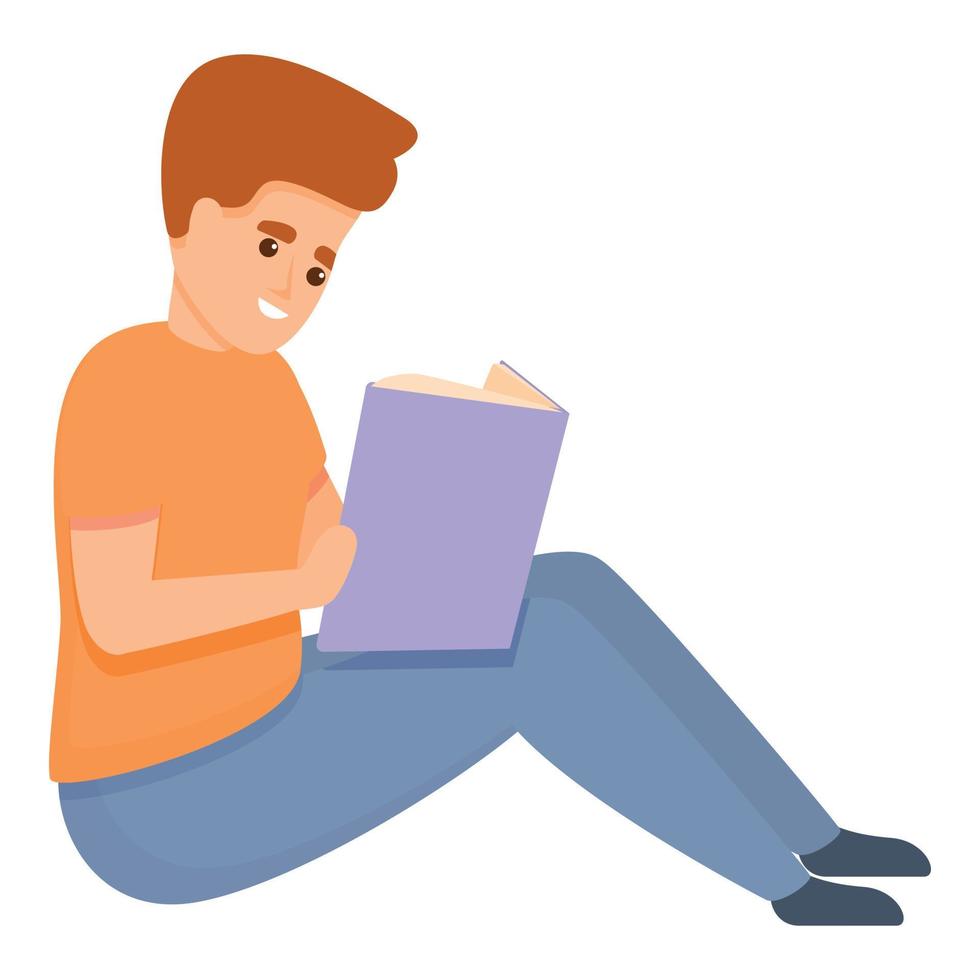 Learning child icon, cartoon style vector
