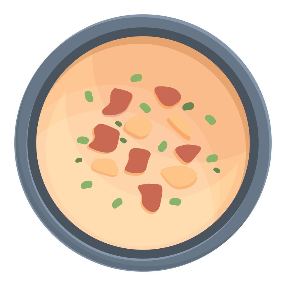 vector de dibujos animados de icono de sopa de crema de mantequilla. cuenco caliente