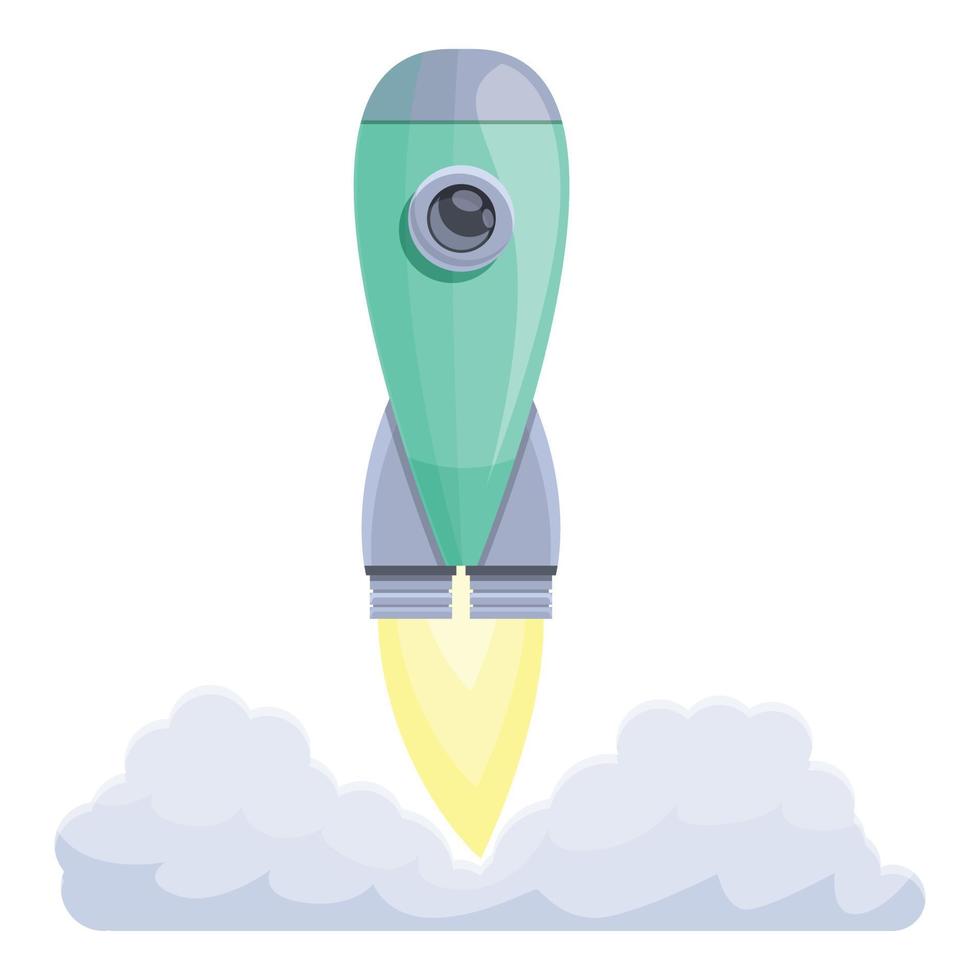 Spacecraft launch up icon, cartoon style vector