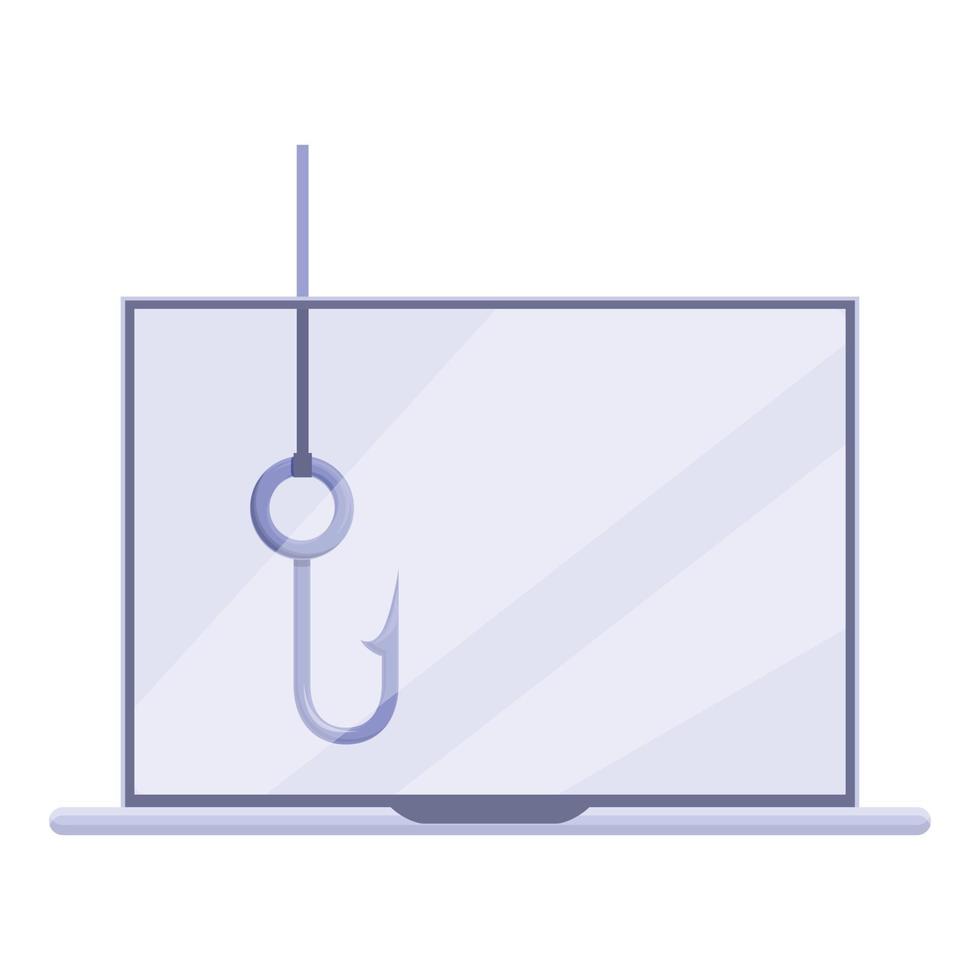 Phishing laptop data icon, cartoon style vector