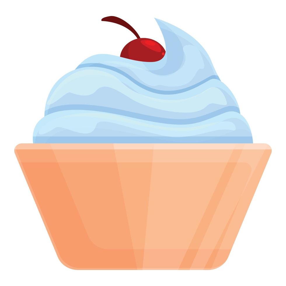 Blue ice cream icon, cartoon style vector