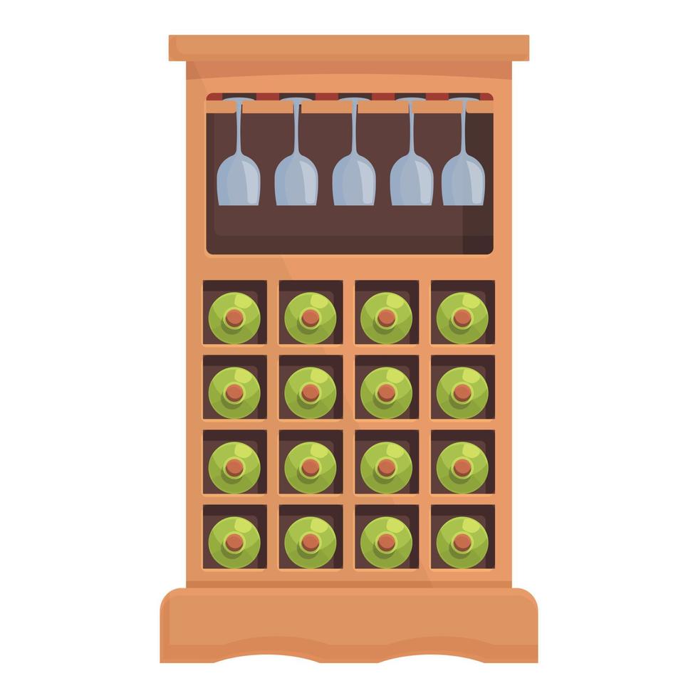 vector de dibujos animados de icono de gabinete de vino de vidrio. alcohol en barra