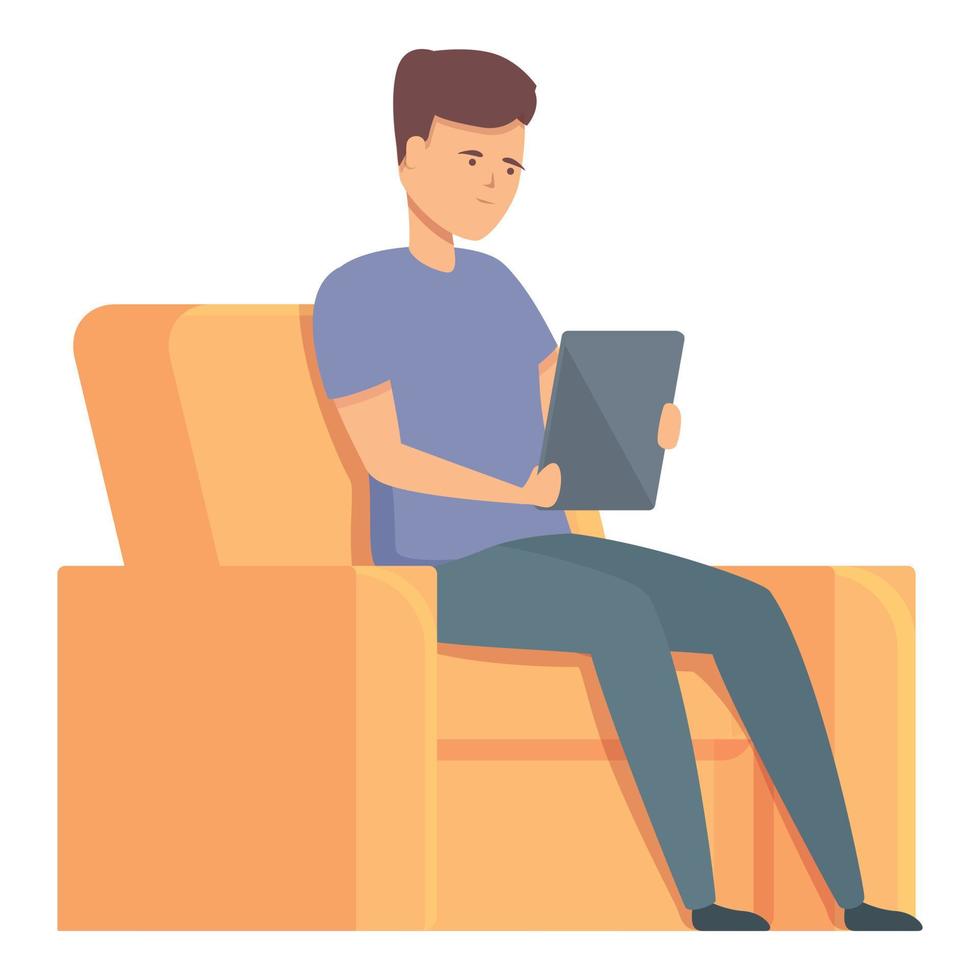 Armchair digital reading icon cartoon vector. Online read vector