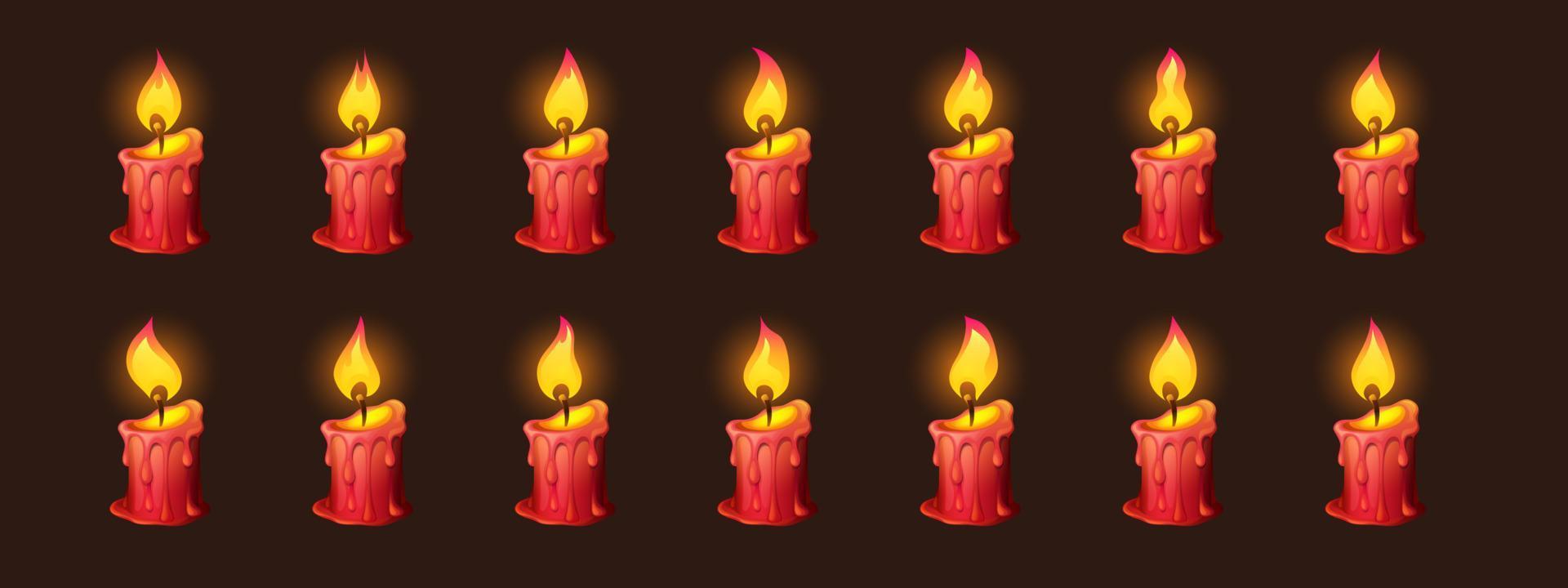 Burning fire on candle for 2d animation vector